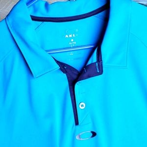 Oakley Men’s Size XL Short Sleeve Button Down Polo Top Blue and Dark Blue